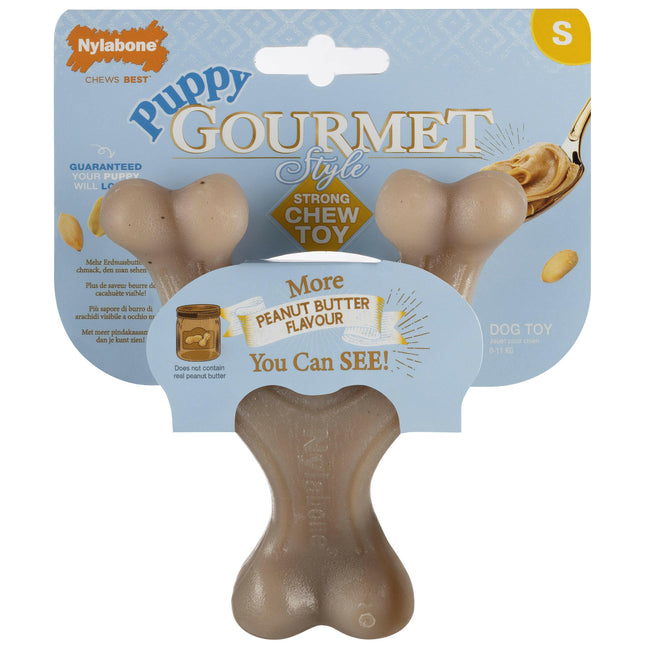 Nylabone Puppy Gourmet Wishbone - dog chew, intense peanut butter scent.