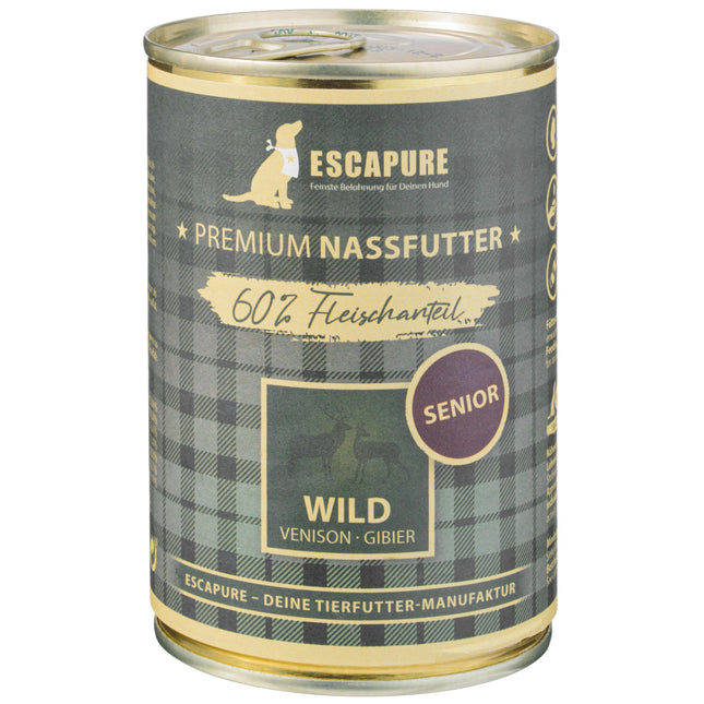 Escapure Senior Wild - wet food for senior dogs, game meat with vegetables.