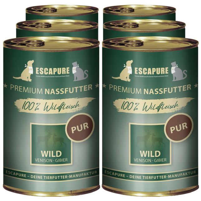 Escapure Wild Pur - wet food for dogs and cats, 100% game meat.