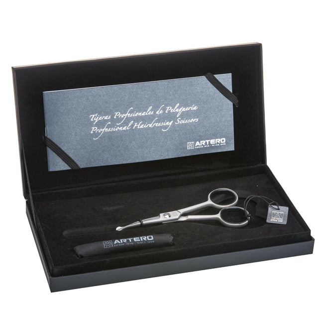 Artero Satin Mini Curvy - professional safe scissors with a satin finish, curved.