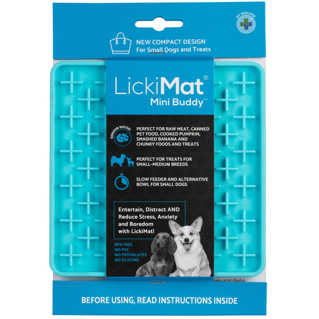 LickiMat Mini Classic Buddy - licking mat for small dogs, cross pattern.
