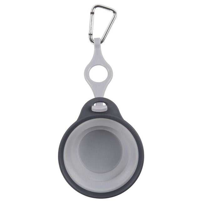 Dexas Collapsible Travel Cup with Bottle Holder - collapsible travel bowl for dogs, with a bottle holder and carabiner.