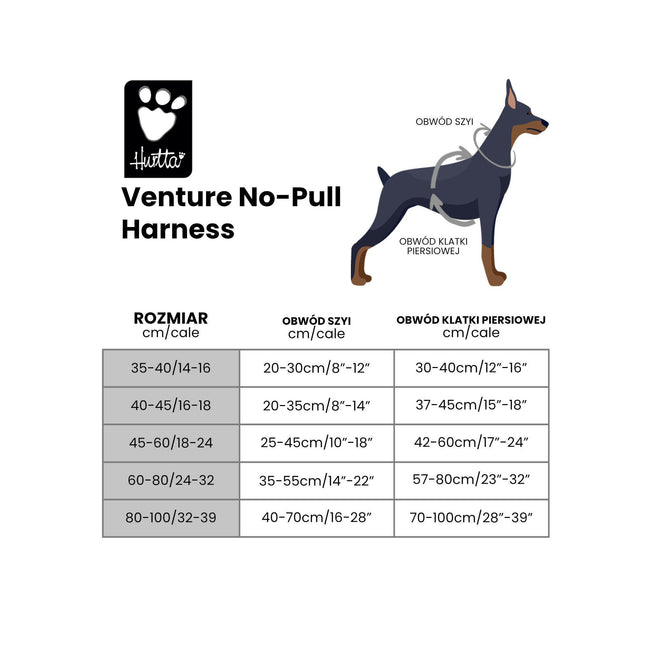 Hurtta Venture No-Pull Harness Buckthorn - front-clip dog harness - size 45 - 60.
