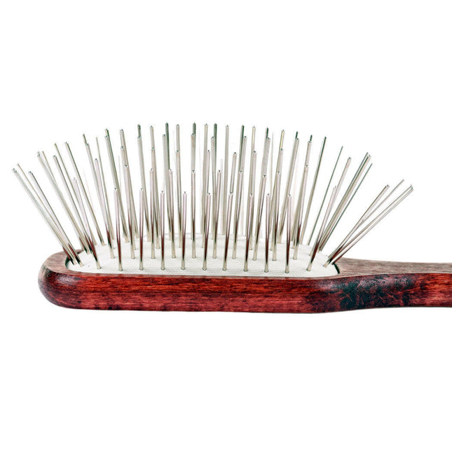 Blovi Wood Pin Brush - rectangular wooden brush with long metal pins.