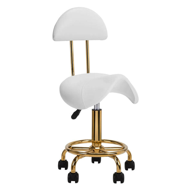 Activ 6001 - G Gold White - gold grooming chair with contoured seat and backrest, white.