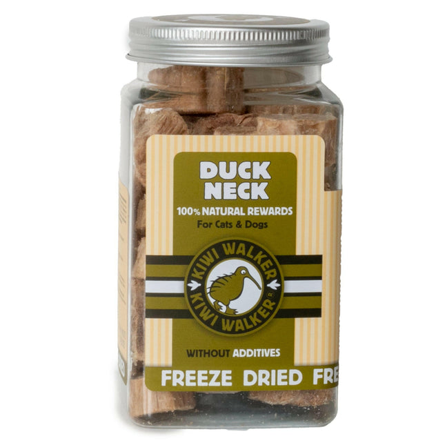 Kiwi Walker Snacks Duck Neck - 100% duck necks, freeze-dried, natural treats for dogs and cats.