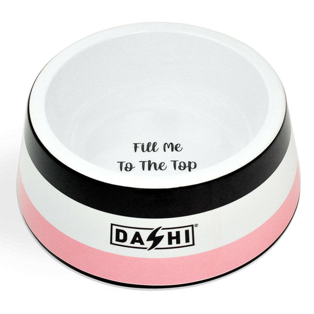 Dashi Stripes Pink & Black Bowl - melamine bowl for dogs and cats.