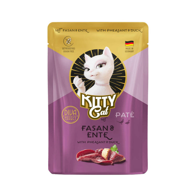 Kitty Cat Pheasant & Duck Pâté - grain-free wet food for cats, pâté with pheasant and duck.