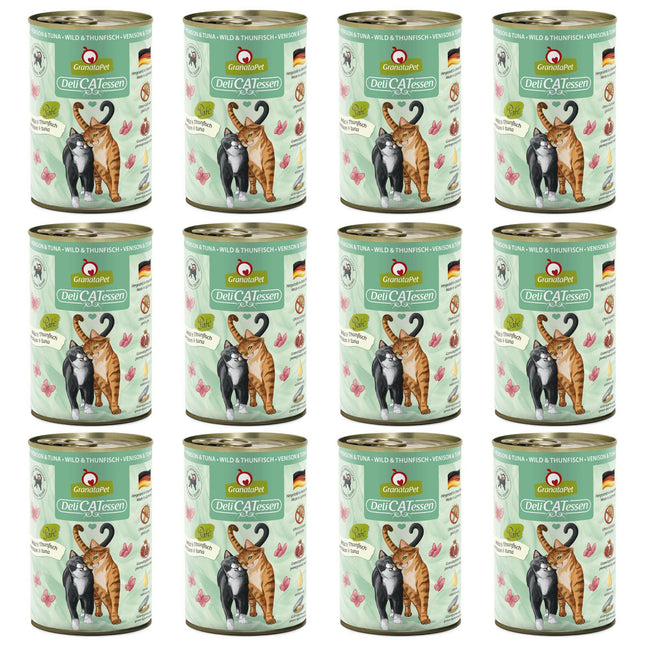 GranataPet DeliCatessen Venison & Tuna - grain-free wet food for cats, venison and tuna.