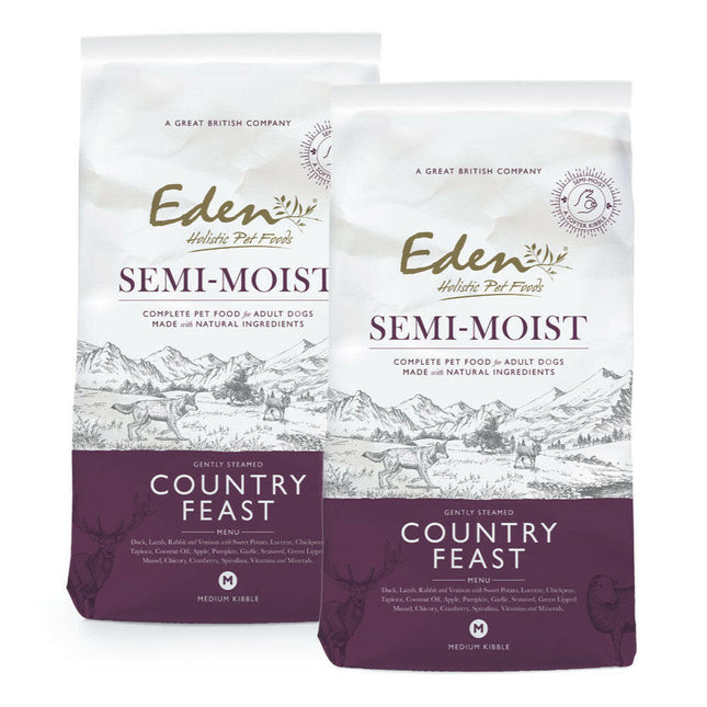 Eden Country Feast - semi-moist dog food with duck, lamb, rabbit, and game..