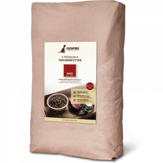 Escapure Premium Puppy Rind - high-quality food for puppies, oven-baked beef.