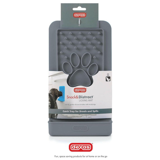 Dexas Snack & Distract - Silicone Licking Mat with Pocket, Vertical.