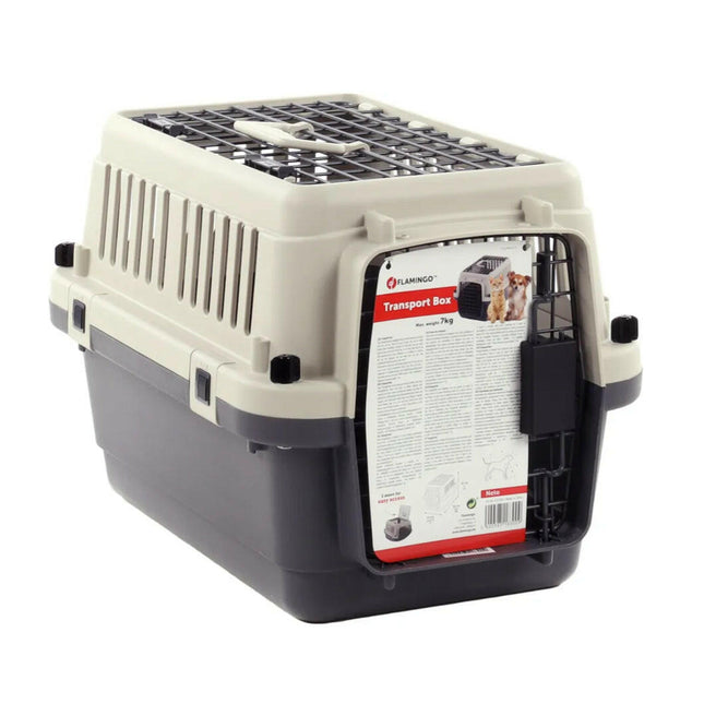 Flamingo Transport Cage Neto Dark Grey XS - sturdy carrier for dogs and cats, for.