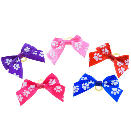 Blovi Bows Paws 25 pcs - colorful bows with paws, on elastic bands, for dogs.