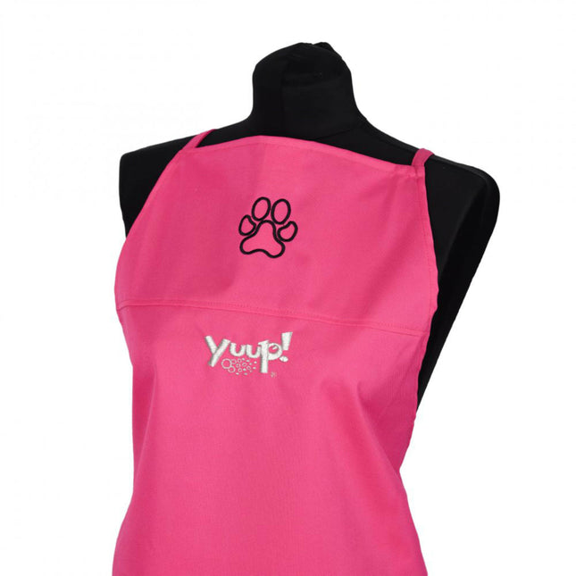 Yuup! Pink Grooming Apron - protective, rubberized apron.