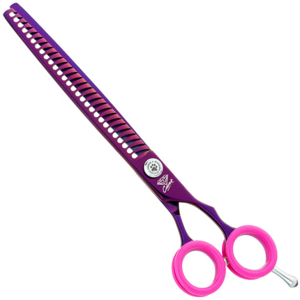 P&W Carat Chunker Scissors - single-sided thinning shears with micro-serration, 28 teeth.