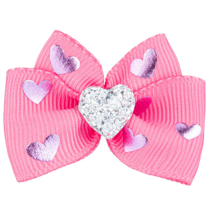 Blovi Bow Glamour colorful bow with hearts, featuring a silver heart stone.