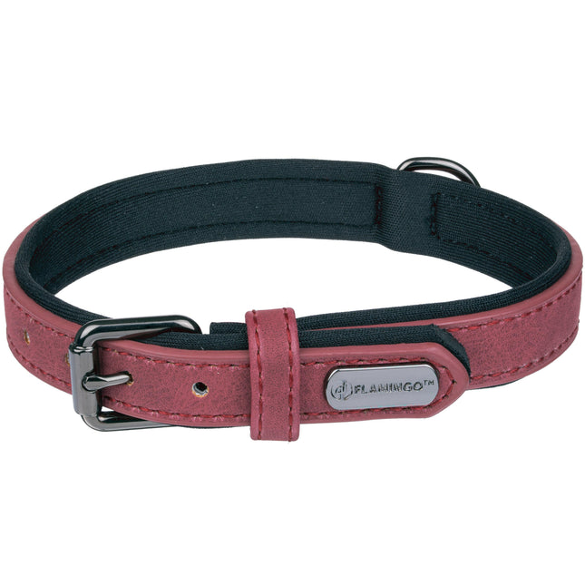 Flamingo Deluxe Collar - dog collar with lining, made of eco-leather and neoprene.