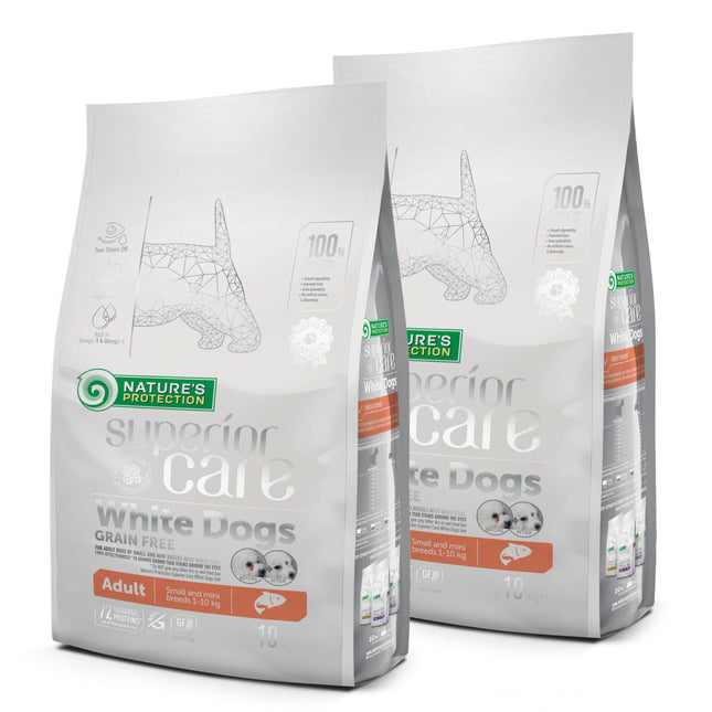 Nature's Protection Superior Care White Dogs Adult Small Breeds Salmon - food for white small breed dogs with salmon.
