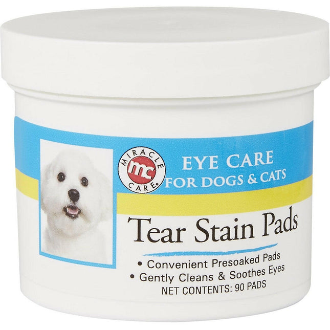 Miracle Care Tear Stain Pads 90 pcs - pads for removing discoloration and stains under the eyes, for dogs and cats.