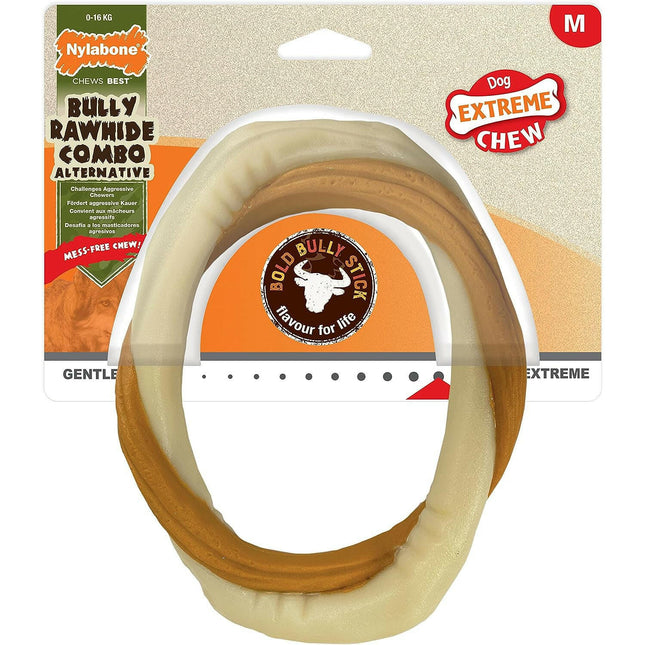 Nylabone Extreme Bully Stick Ring - durable dog chew toy, flavored like beef penis.