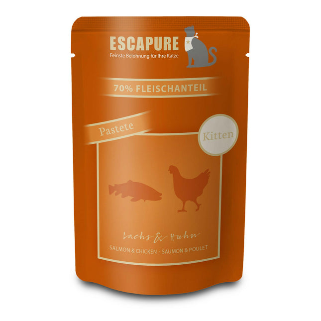 Escapure Kitten Pâté Salmon with Chicken - grain-free wet food for kittens, pâté made with salmon and chicken.