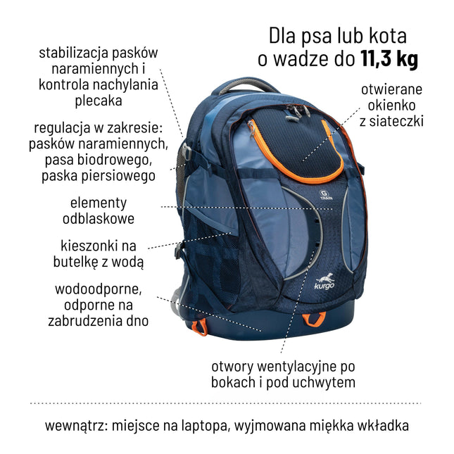 Kurgo G - Train K9 Pack Ink - backpack for dogs and cats.