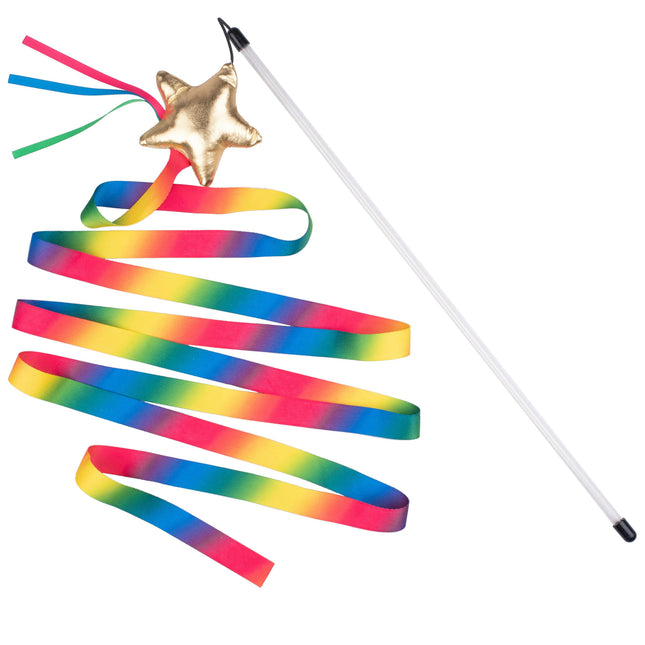 KONG Stellar Teaser - cat wand with a long ribbon and chirping star.