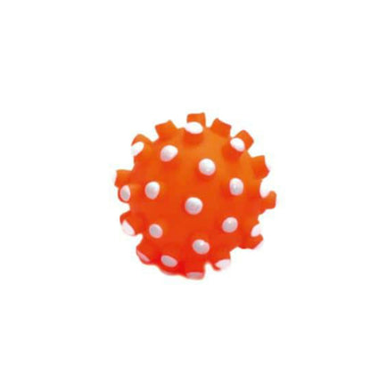 Flamingo Vinyl Toy - rubber ball for dogs, with protrusions that massage gums - Orange.