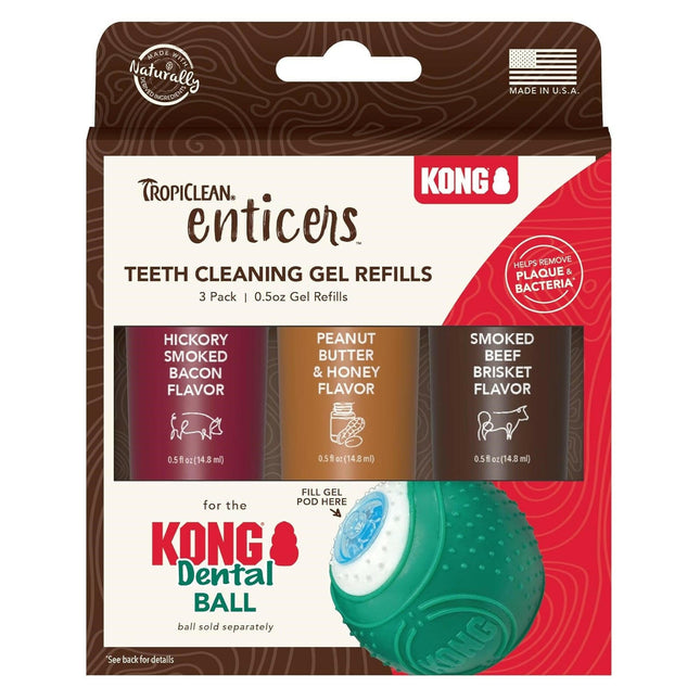 TropiClean Enticers Teeth Cleaning Gel Refills - dog teeth cleaning gel set, refill for the KONG ball set.