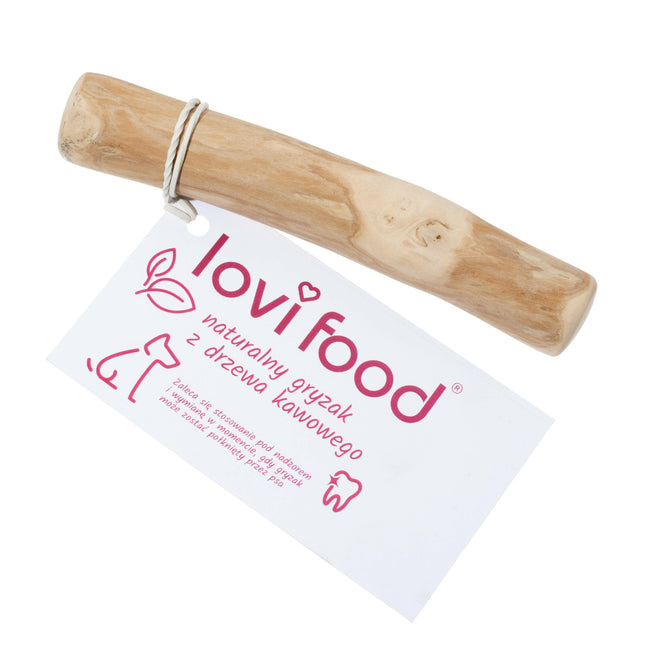 Lovi Food organic coffee wood chew toy for dogs.