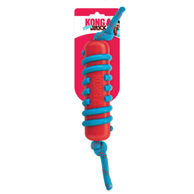Kong Jaxx Brights Stick with Rope - dog toy, rubber fetch stick with rope.