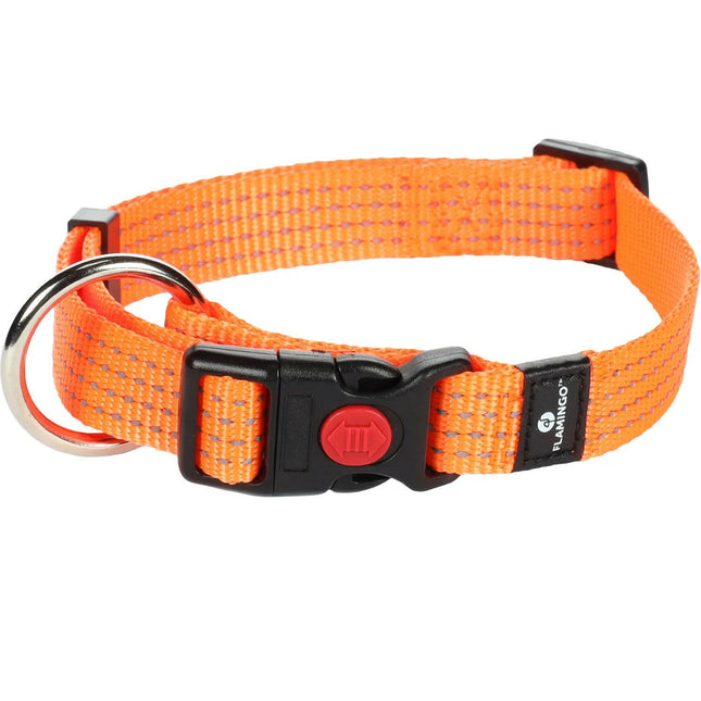 Flamingo Collar Ziggi Reflective - neon reflective collar for dogs, snap buckle with lock.