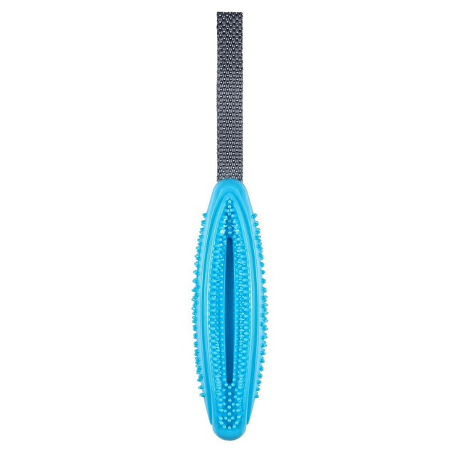 Nuzzle Puzzle Fling N Forage Stick - rubber toy for dogs with a handle for fetching and tugging, treat stick.