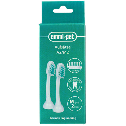 Emmi - Pet Ultrasonic Brush Heads M 2pcs - replacement heads for ultrasonic toothbrush for dogs, large.