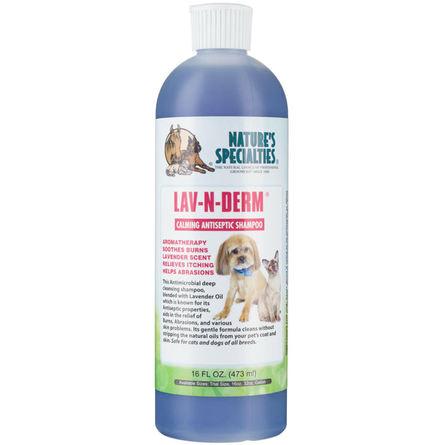 Nature's Specialties Lav - N - Derm Shampoo - Soothing Antibacterial Shampoo for Dogs and Cats, Concentrate 1:50.