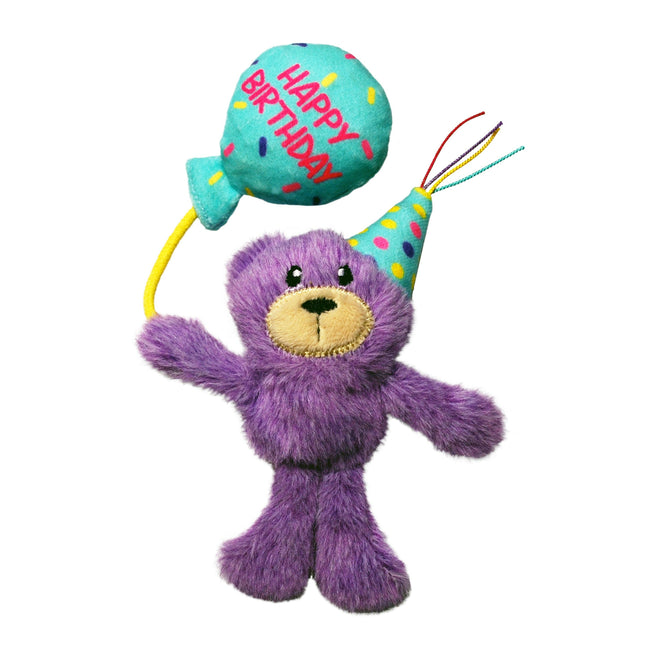 KONG Occasions Birthday Teddy - birthday toy for cats, teddy bear with a balloon, infused with catnip.