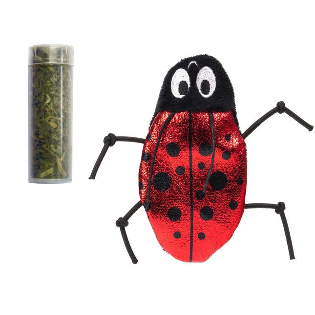 KONG Cat Refillables Catnip Ladybug - cat toy with catnip, shiny ladybug with a supply of catnip.