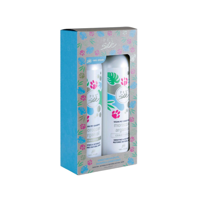 Pet Silk Vegan Moroccan Argan Oil Set - shampoo + conditioner set for fur with argan oil, concentrate 1:16.