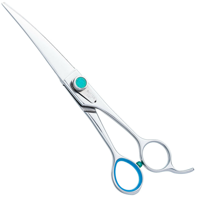 Geib Super Gator Curved Scissors - professional curved grooming scissors with micro-serration, ergonomic handle, made of triple-hardened stainless steel.