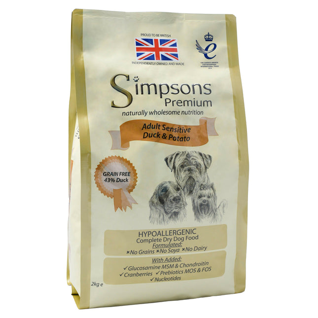 Simpsons Premium Adult Sensitive Duck & Potato - food for sensitive dogs, duck and potatoes.
