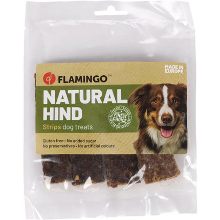 Flamingo Natural Hind - natural dog treats, venison strips.