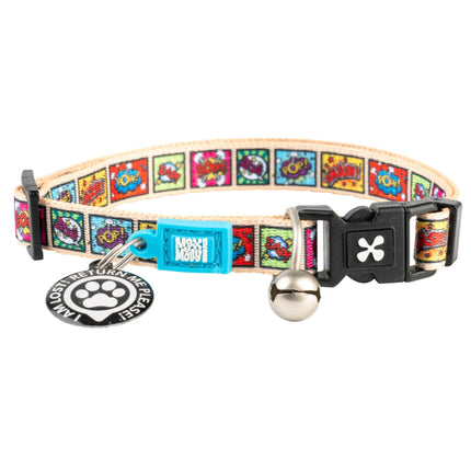 Max&Molly GOTCHA! Smart ID Cat Collar Comic - colorful collar for cats with a smart Tag pendant.