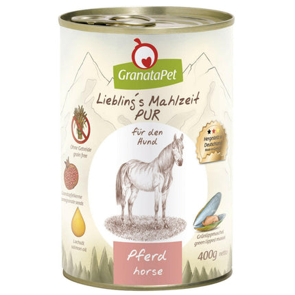 GranataPet Horse Pur - monoprotein grain-free wet dog food, horse meat.
