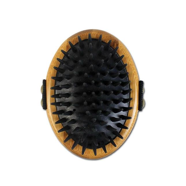 Bamboo Groom Curry Brush - bamboo grooming brush with rubber pins for dogs and cats.