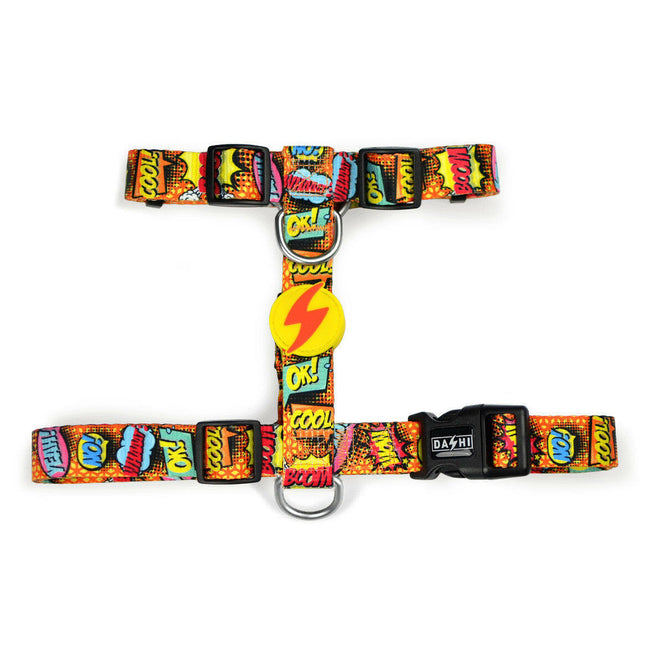 Dashi Boom Back Harness - adjustable guard harness for dogs, comic pattern.