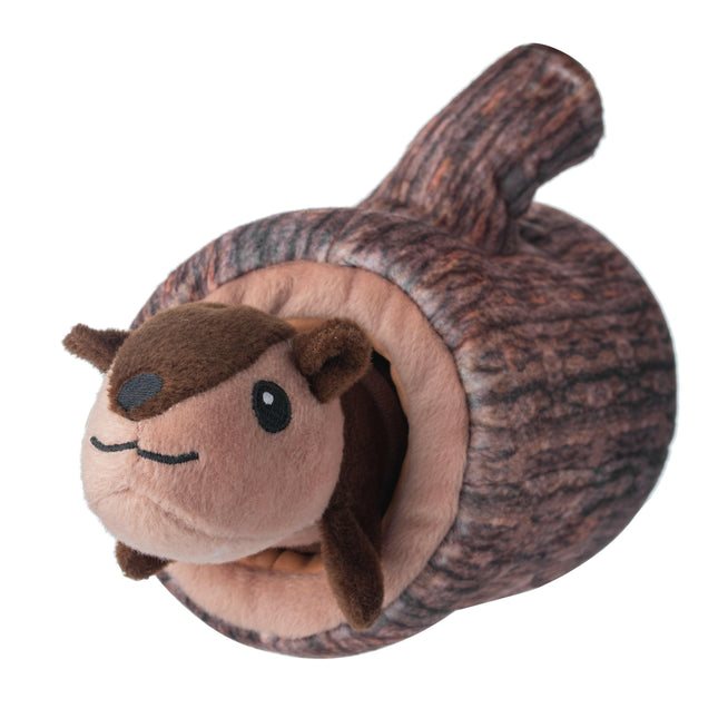 Holland Double Wobble Log Lovers - squeaky dog toy with a spring, beavers in a log.