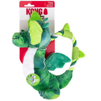 KONG Dragon Knots - plush dragon for dogs, toy with rope inside.