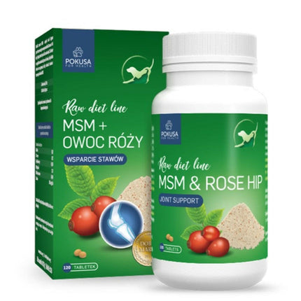 Pokusa RawDietLine MSM & Hip 120tbl. - supplement supporting the function and rehabilitation of the musculoskeletal system, with organic sulfur and wild rose..