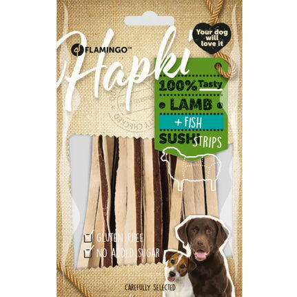 Flamingo Hapki Lamb Fish Sushi Strips - soft treats for dogs, lamb and pollock.
